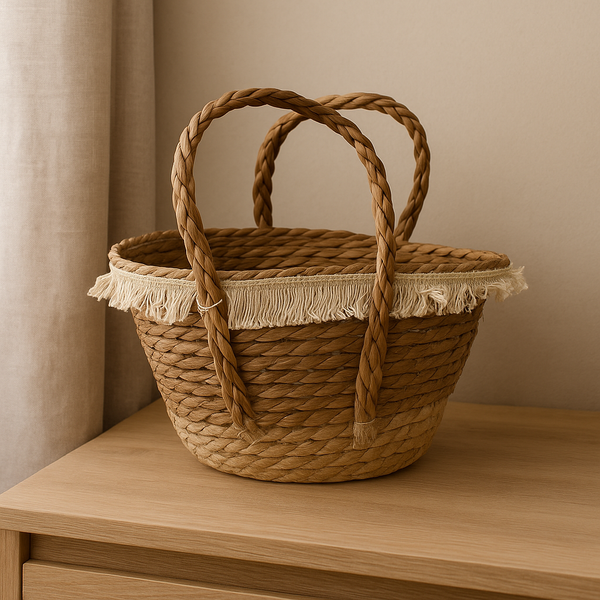 Boho Fringe Woven Basket