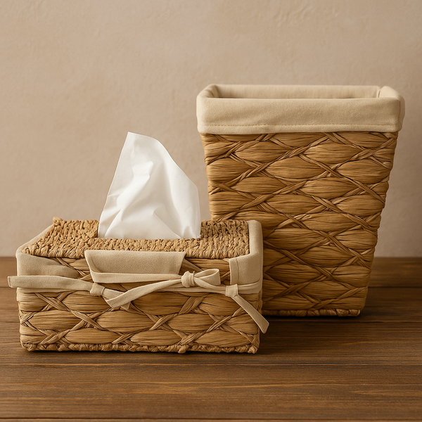 Natural Woven Storage & Tissue Box Set