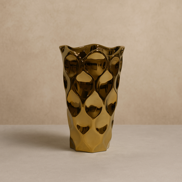 Golden Mosaic Wave Vase