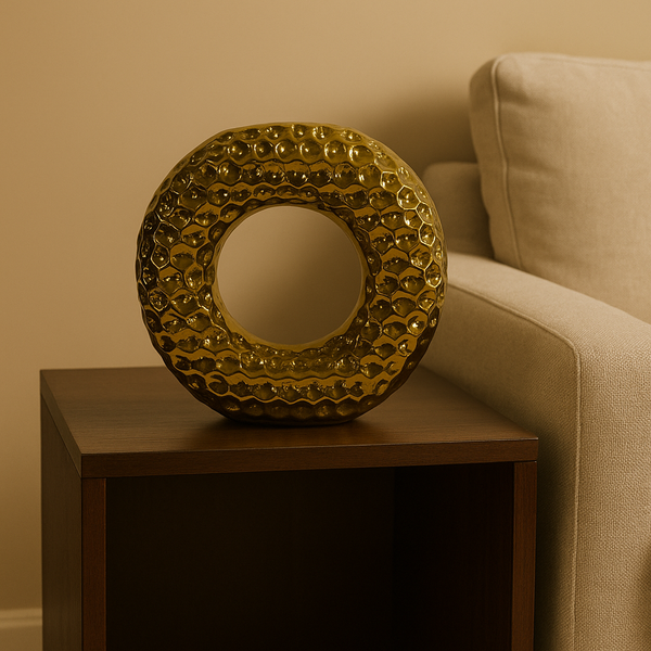 Golden Ring Textured Sculpture vase
