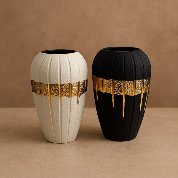 Black & beige Drip Art Vases
