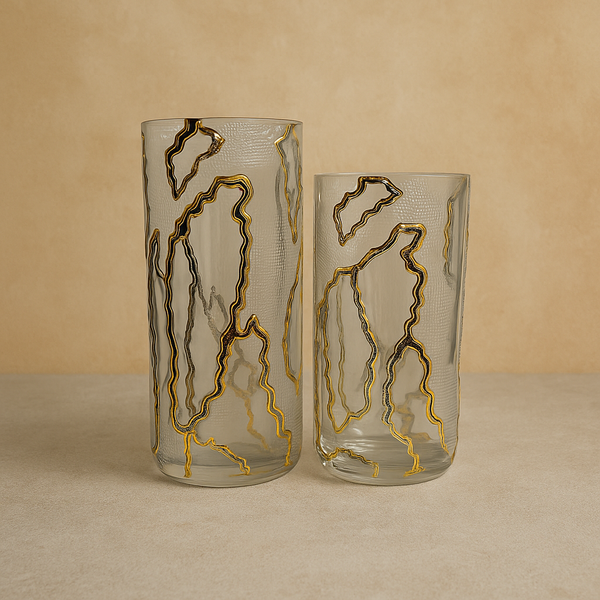 Crystal Flow Gold-Trim Vases