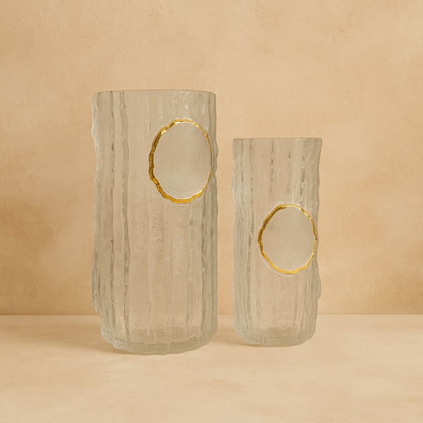 Golden Ring Textured Vase Set
