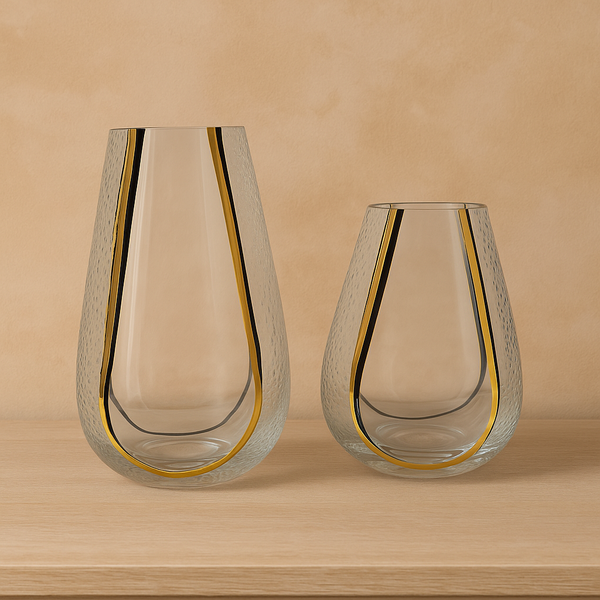 Golden Curve Glass Vase Set