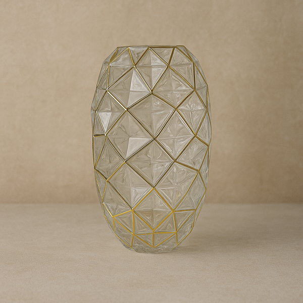 Gold-Trim Geometric Vase