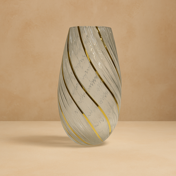 Crystal Wave Vase – Gold Accents