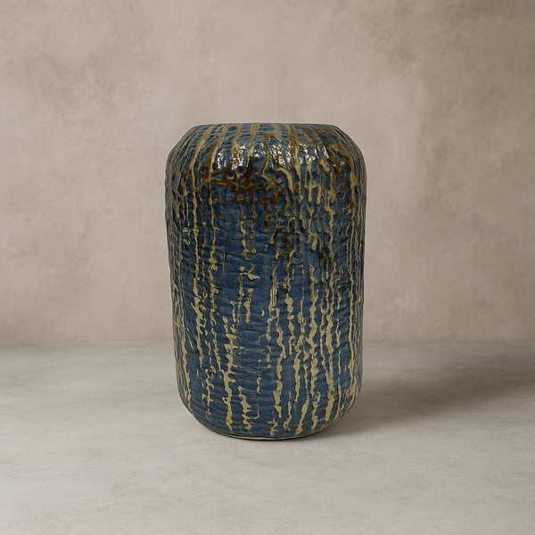 Deep Blue Drizzle Vase