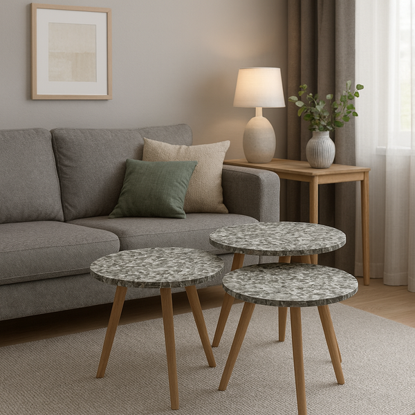 gray x white round tables