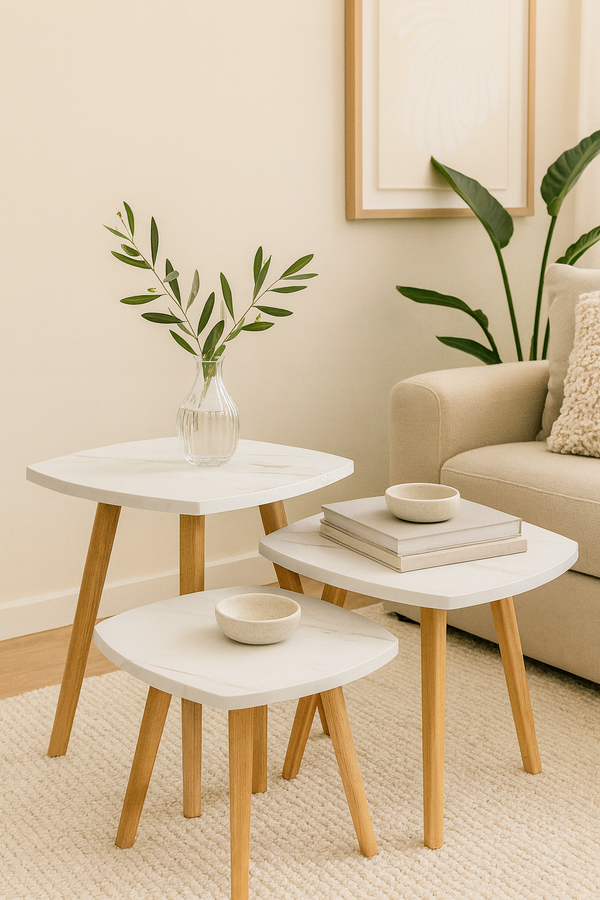 white wooden Square tables