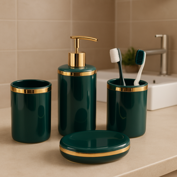 Green Gold Elegance bathroom set
