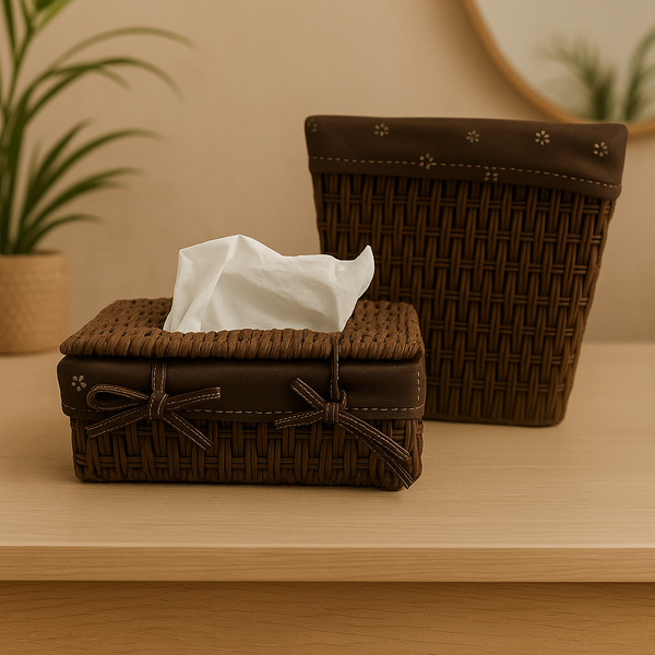 Woven Elegance Tissue & Basket Set