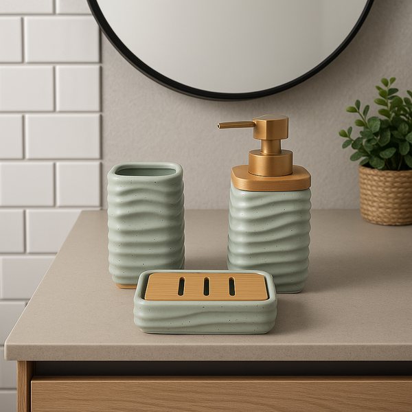 Wave Ceramic Bathroom Set
