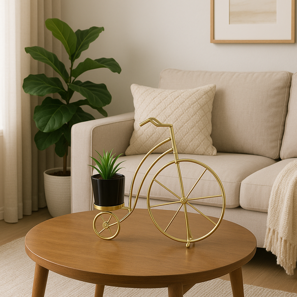 Golden Vintage Bicycle Planter
