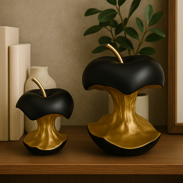 Elegant Black Apple Sculptures