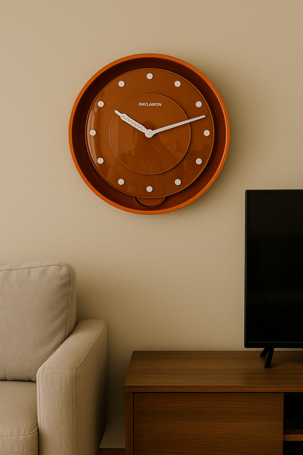 Modern orange wall clock